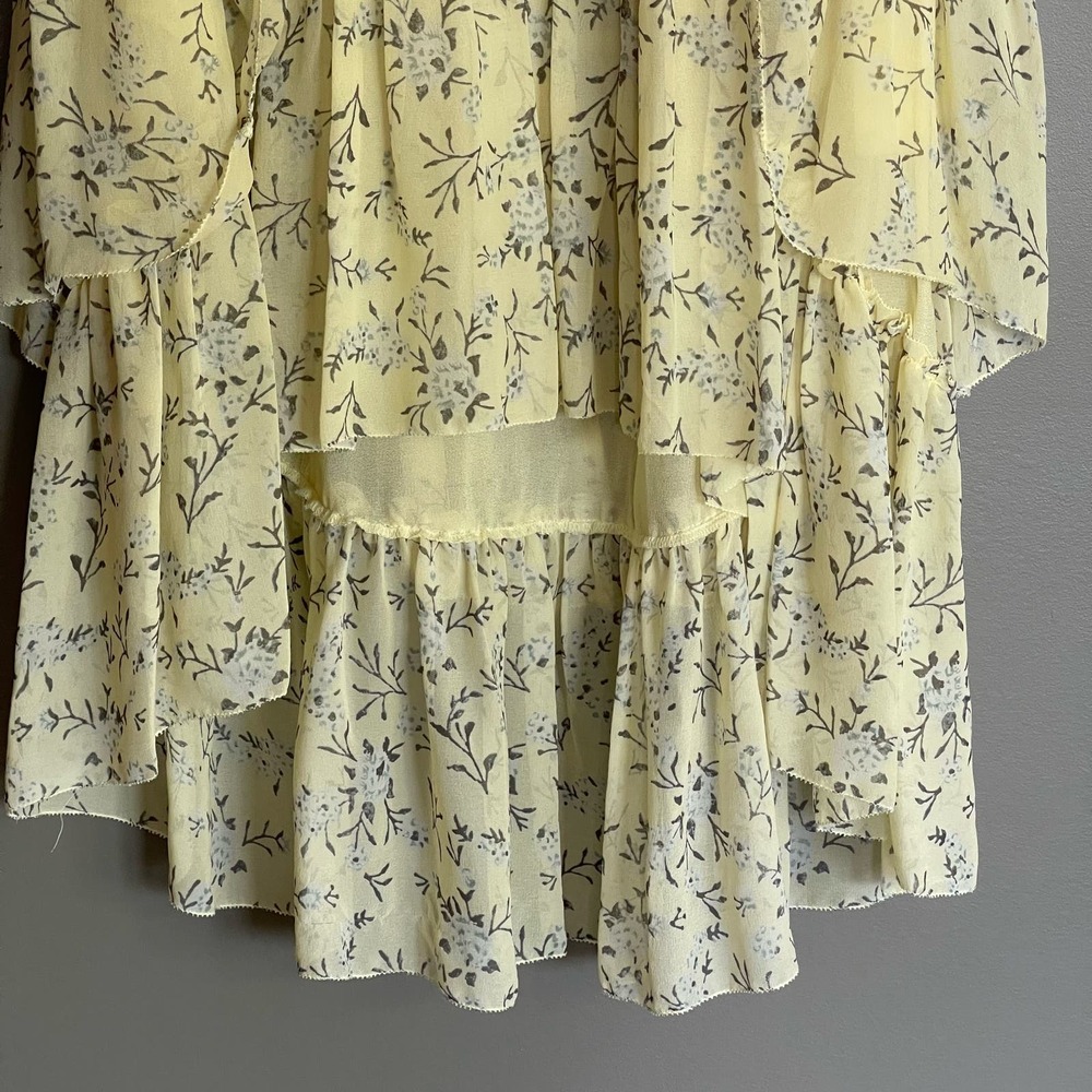 Ulla Johnson Marilyn Ruffled Silk Georgette Skirt in Acacia Floral Yellow Runway - Picture 9 of 12
